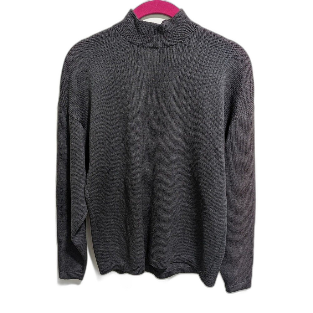 St. John Separates Size Medium Dark Gray Long Sleeve Mock Neck Sweater